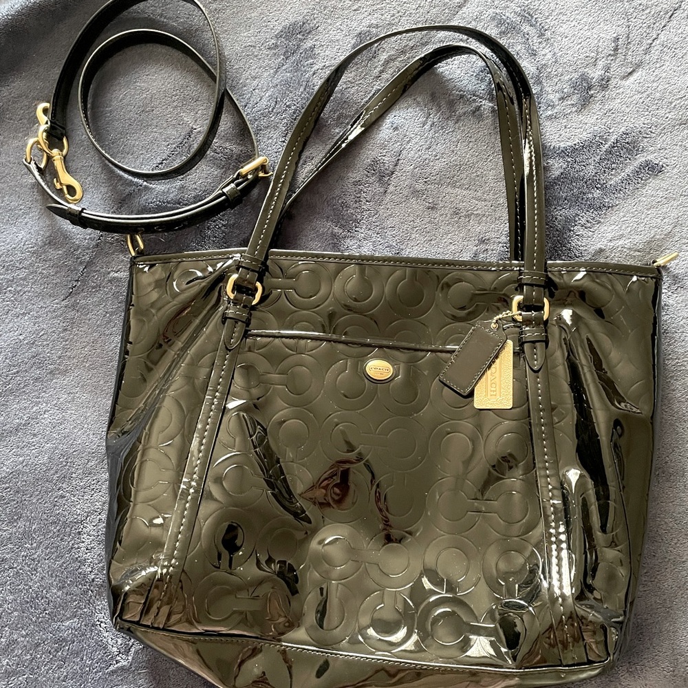 Black patent leather Coach purse